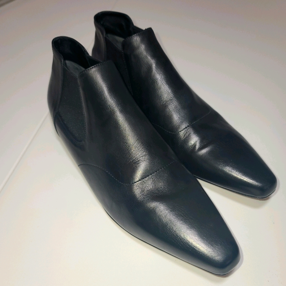 Vince Leather Slip On Ankle Booties